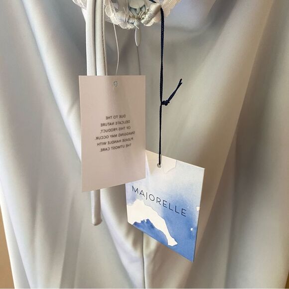 MAJORELLE Libbie Gown Light Blue satin slip dress
Halter maxi Revolve NWT L - Picture 10 of 11